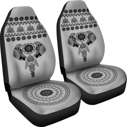 Elephant Car Seat Covers - Grey Elephant Mandala 101819 - YourCarButBetter