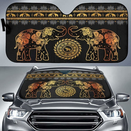 Elephant Golden Mandala Auto Sun Shades 104020 - YourCarButBetter