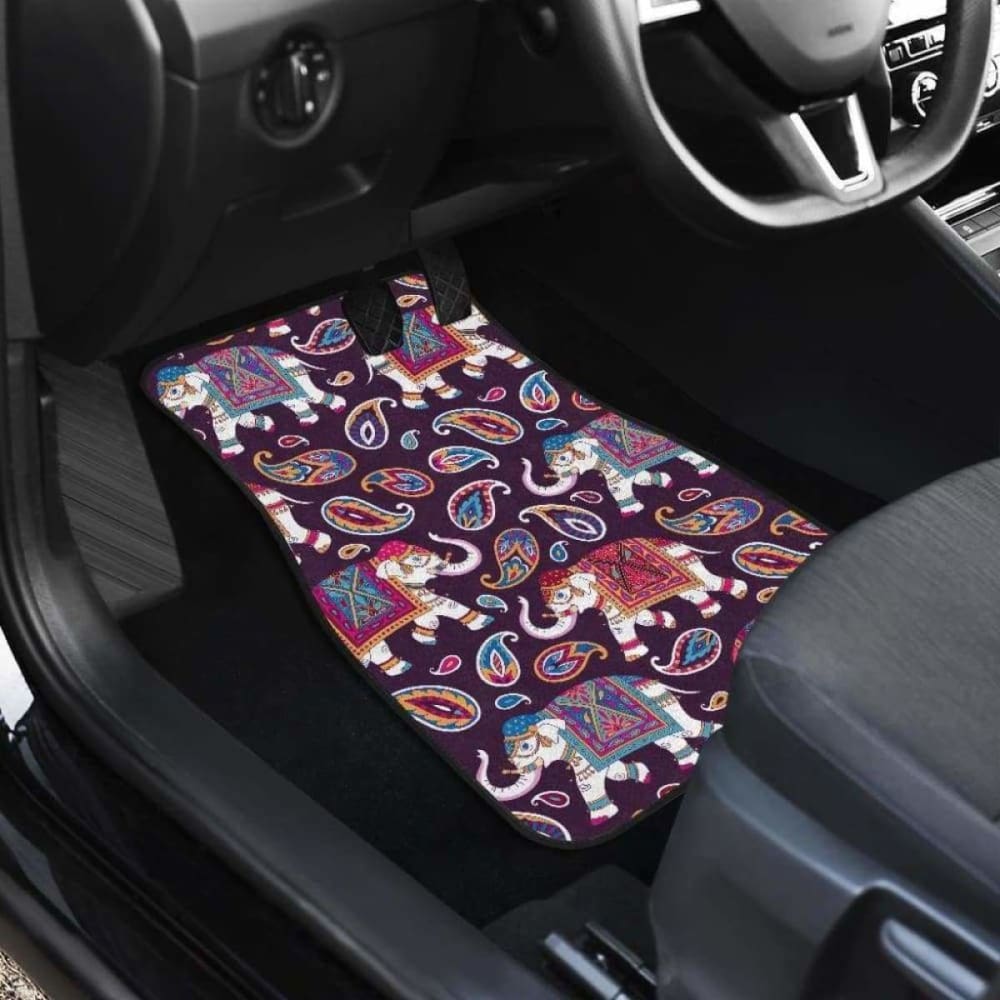 Elephant Indian Style Ornament Pattern Front And Back Car Mats 202820 - YourCarButBetter