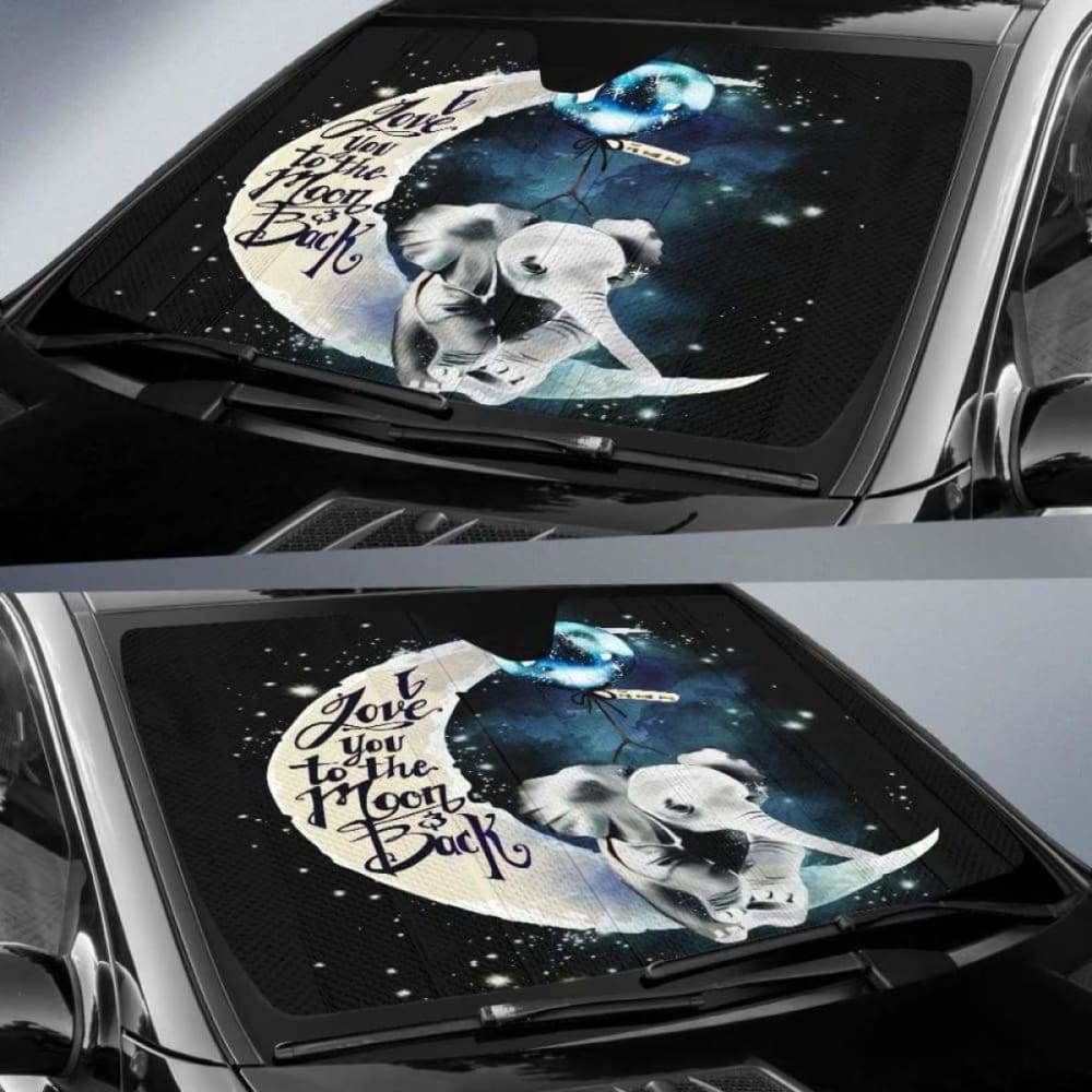Elephant Moon And Back Car Auto Sun Shades 172609 - YourCarButBetter