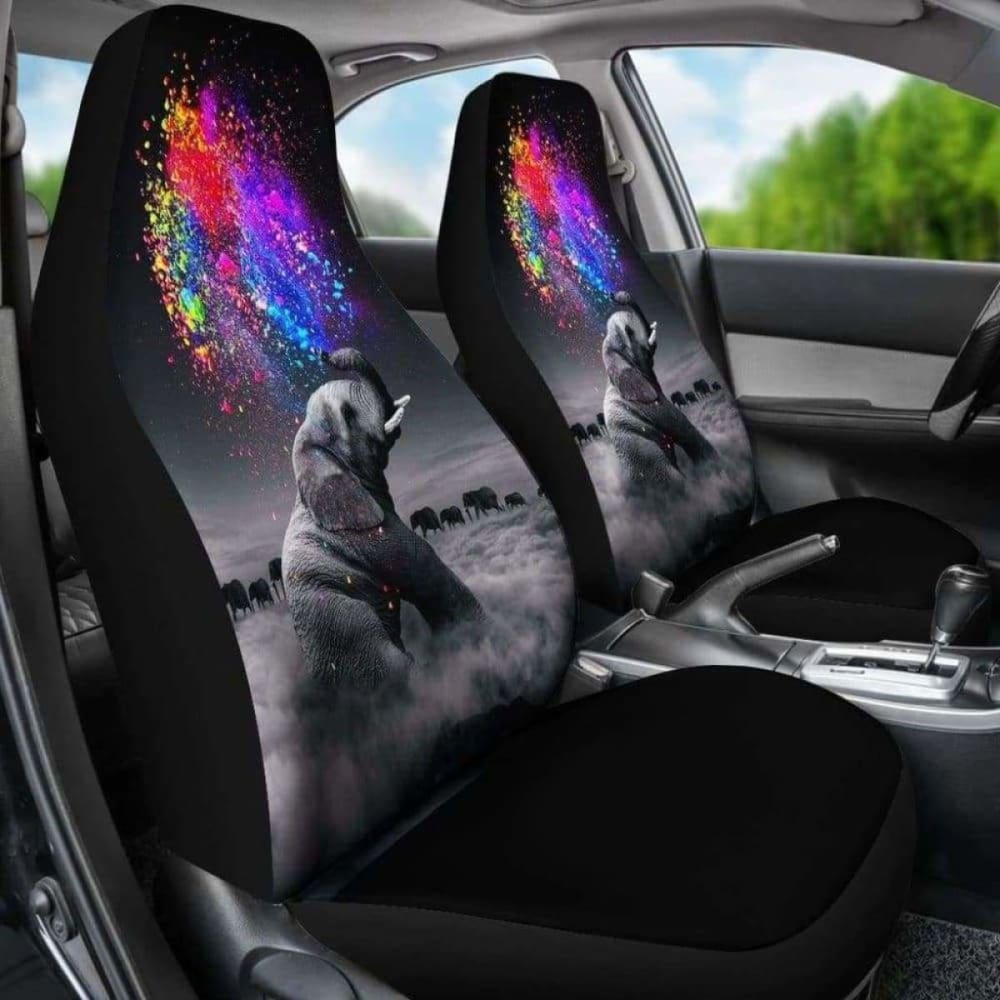 Elephant Rain Bow Car Seat Covers 202820 - YourCarButBetter