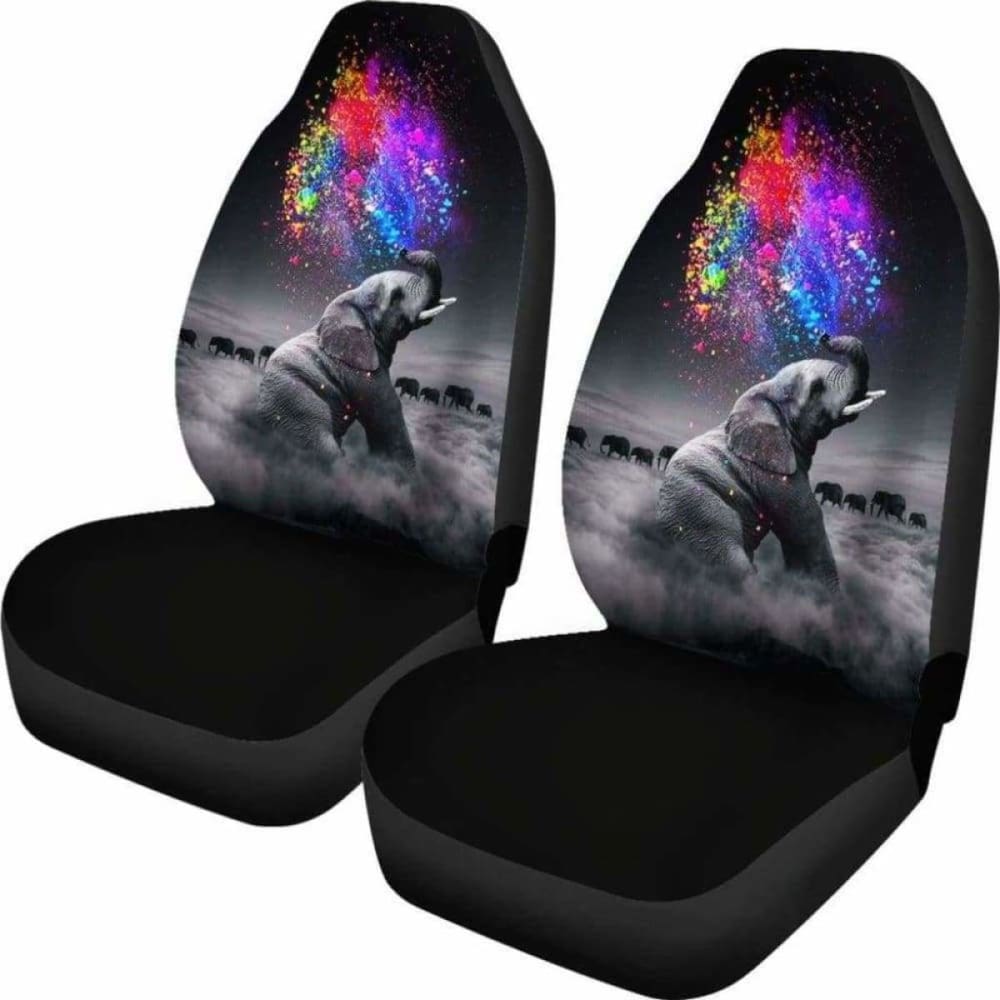 Elephant Rain Bow Car Seat Covers 202820 - YourCarButBetter