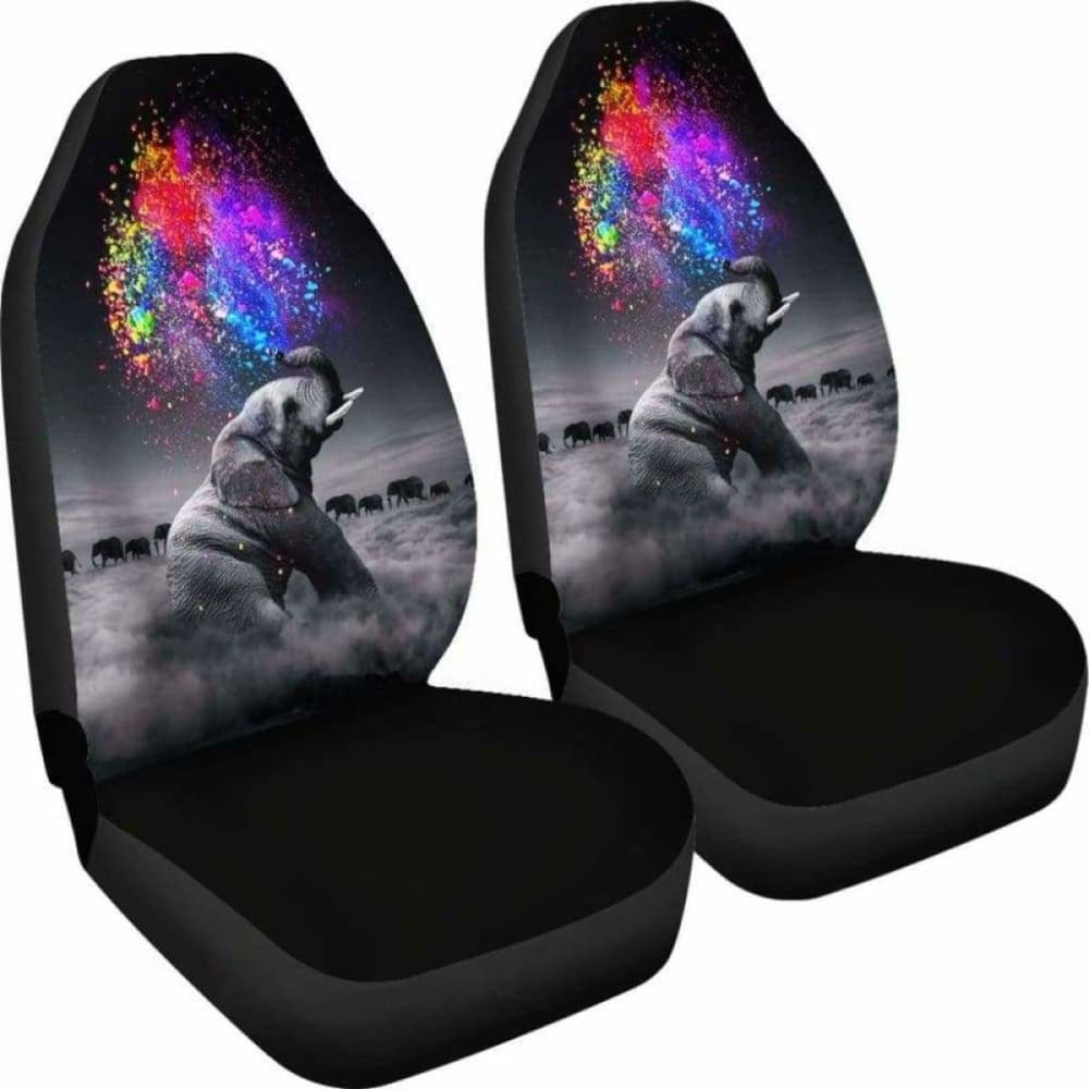 Elephant Rain Bow Car Seat Covers 202820 - YourCarButBetter