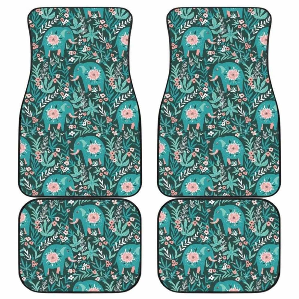 Elephants Jungle Pattern Front And Back Car Mats 202820 - YourCarButBetter