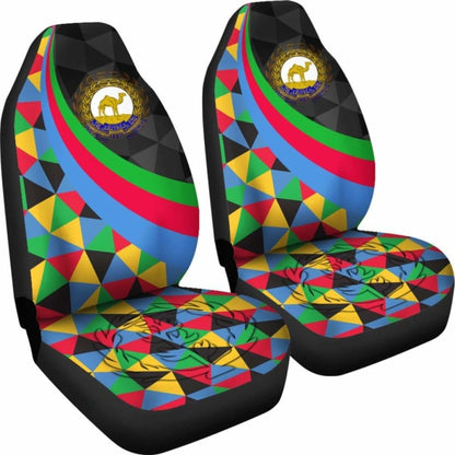 Eritrea Car Seat Covers - Eritrea Coat Of Arms With Flag Color - 105905 - YourCarButBetter