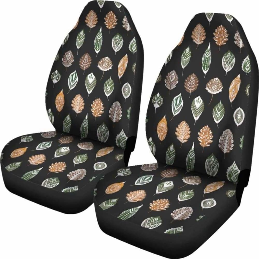 Ethnic Leaves Patter On Black Car Seat Covers 105905 - YourCarButBetter