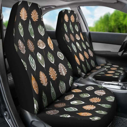 Ethnic Leaves Patter On Black Car Seat Covers 105905 - YourCarButBetter