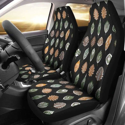 Ethnic Leaves Patter On Black Car Seat Covers 105905 - YourCarButBetter