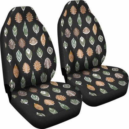 Ethnic Leaves Patter On Black Car Seat Covers 105905 - YourCarButBetter