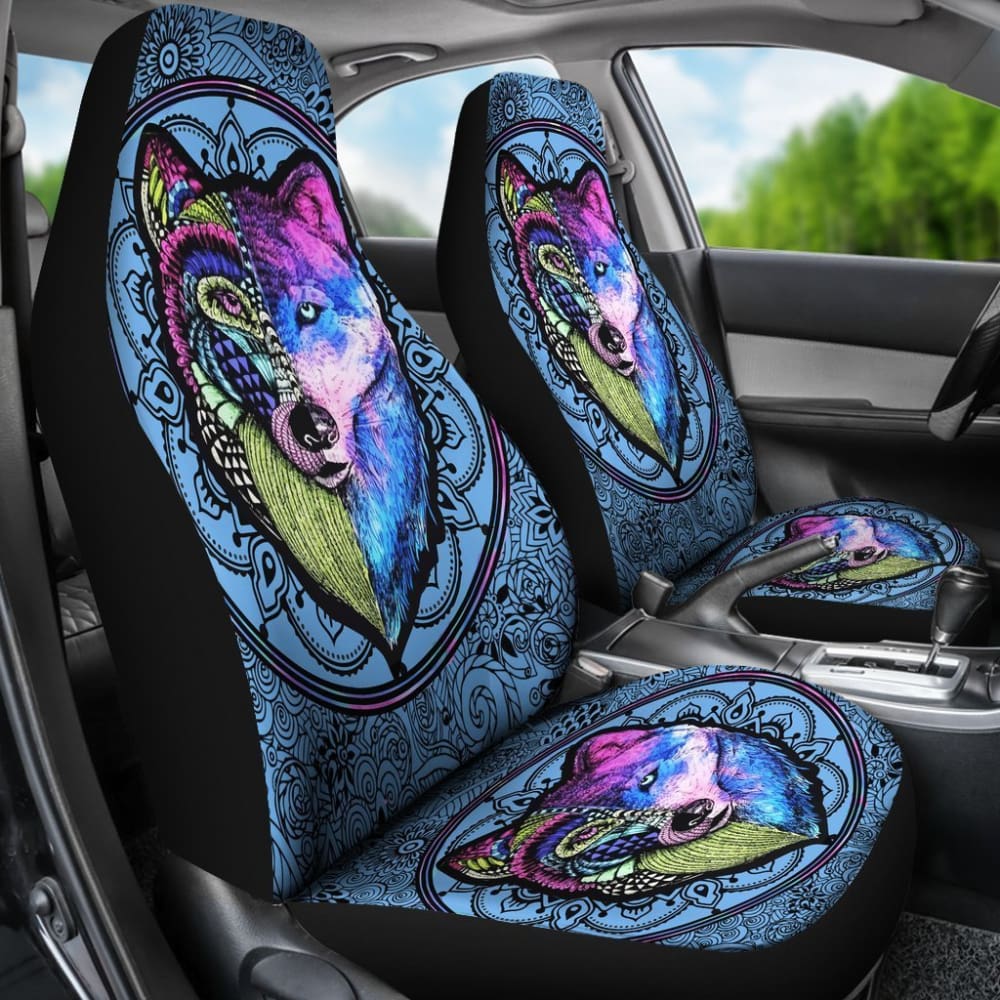 Faces Wolves Native American Pride Car Seat Covers 093223 - YourCarButBetter