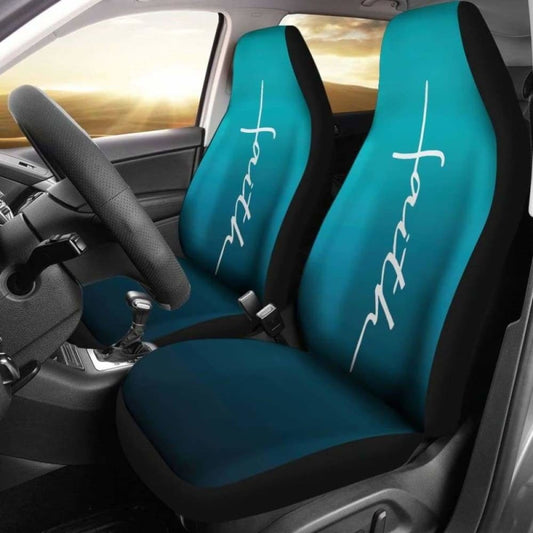 Faith Teal Ombre Car Seat Covers Religious Christian Themed 160905