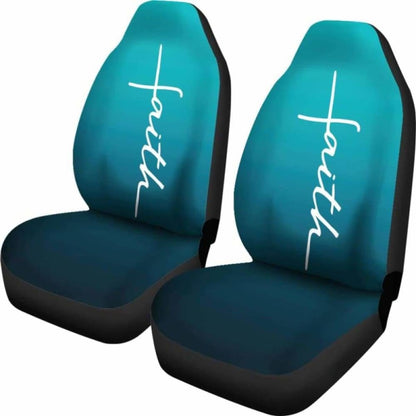 Faith Teal Ombre Car Seat Covers Religious Christian Themed 160905