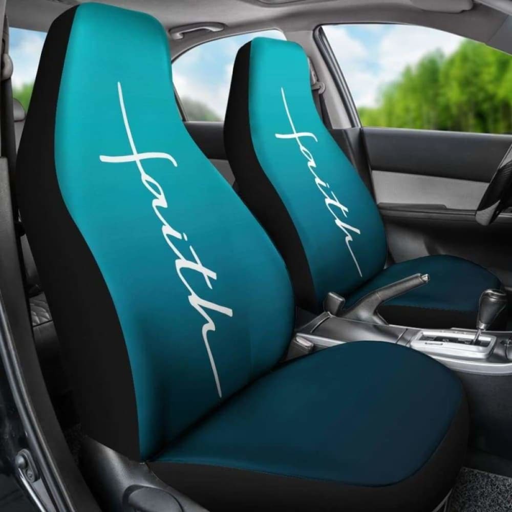 Faith Teal Ombre Car Seat Covers Religious Christian Themed 160905