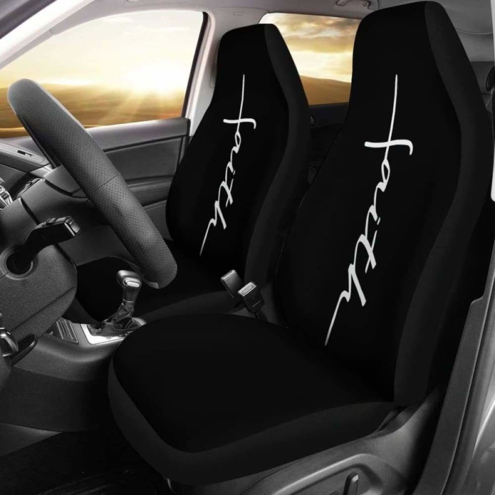Faith Word Cross In White On Black Car Seat Covers Religious Christian Themed 160905