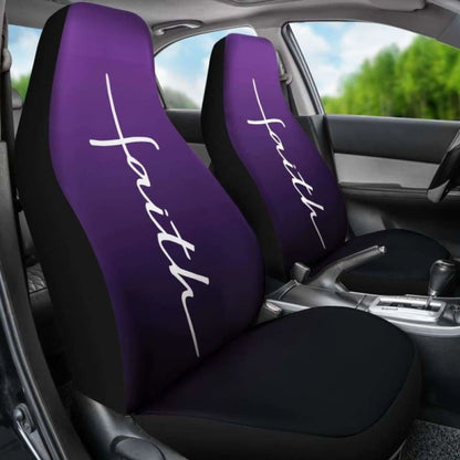 Faith Word Cross In White On Dark Purple Ombre Car Seat Covers Religious Christian Themed 160905