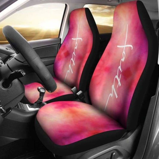 Faith Word Cross In White On Pink Watercolor Car Seat Covers Religious Christian Themed 160905