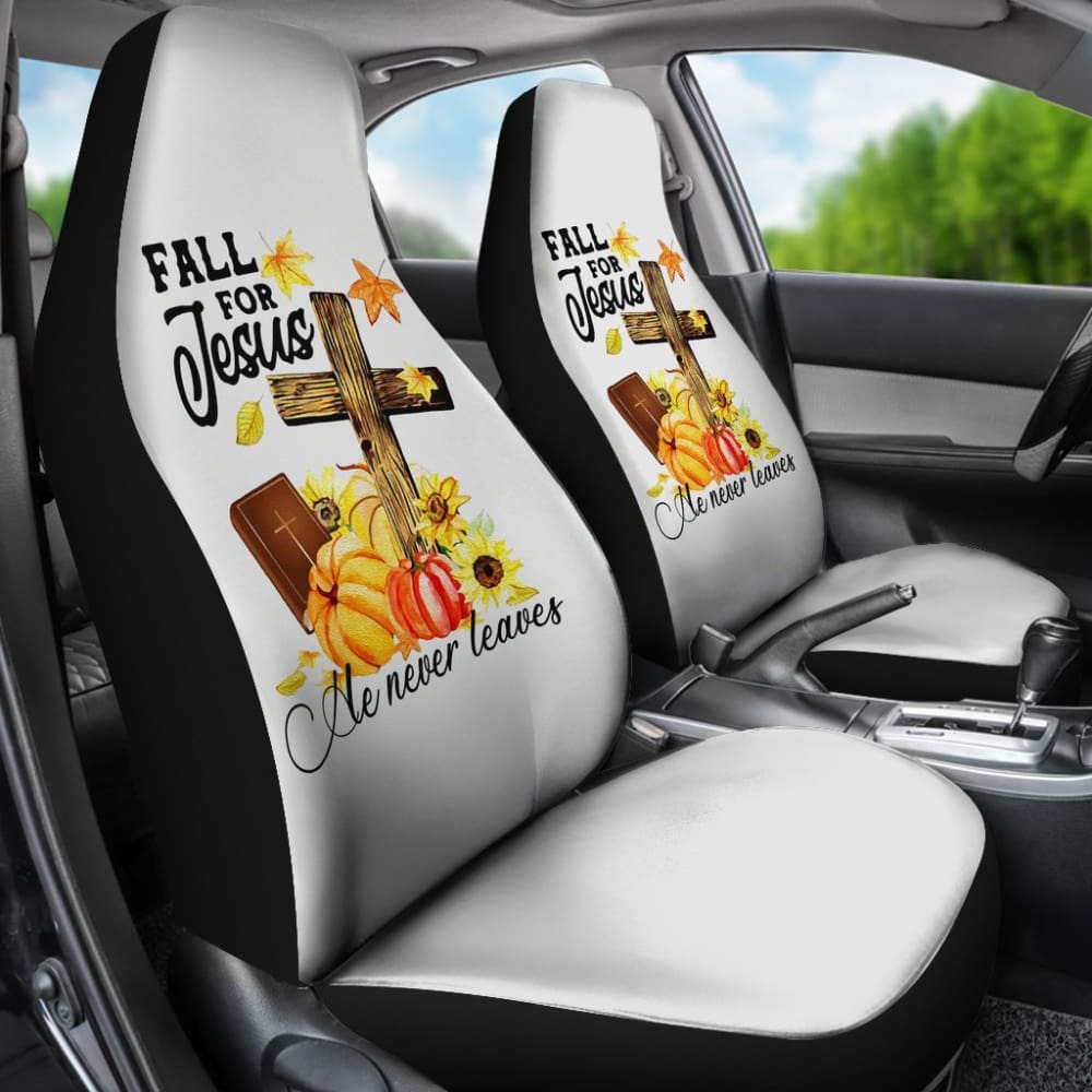 Fall For Jesus He Never Leaves Christian Faith Car Seat Covers 210205 - YourCarButBetter