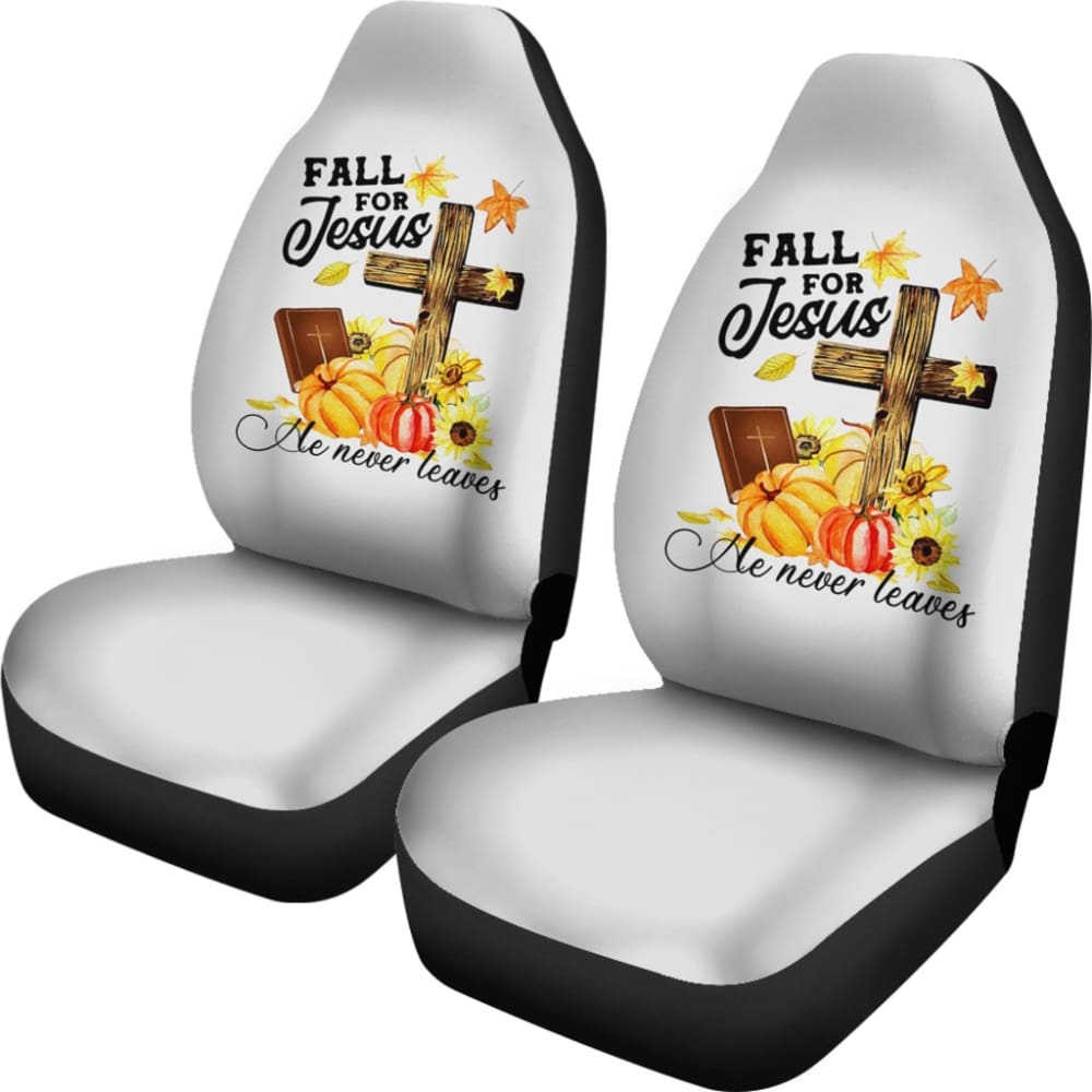 Fall For Jesus He Never Leaves Christian Faith Car Seat Covers 210205 - YourCarButBetter