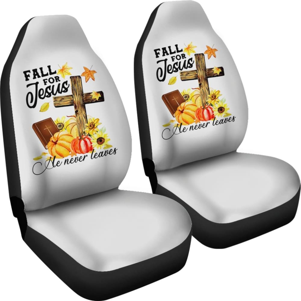 Fall For Jesus He Never Leaves Christian Faith Car Seat Covers 210205 - YourCarButBetter
