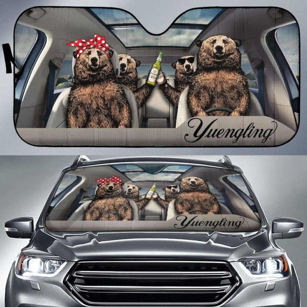 Family Bear Dink Beer Yuengling Lager Car Sun Shade Funny 102507 - YourCarButBetter