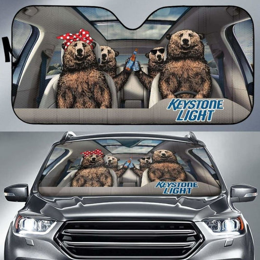 Family Bear Drink Beer Keystone Light Car Sun Shade Funny 102507 - YourCarButBetter