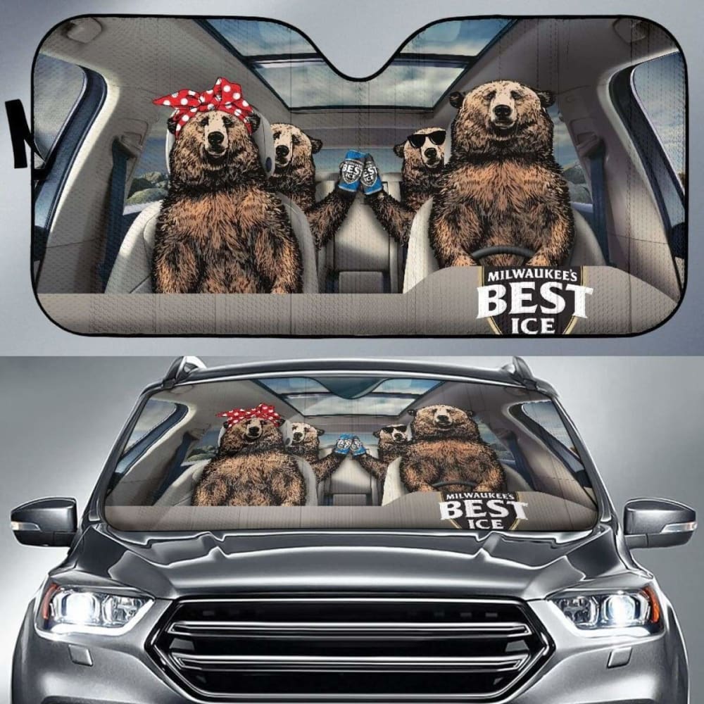 Family Bear Drink Beer Mil’S Best Ice Car Sun Shade Funny 102507 - YourCarButBetter