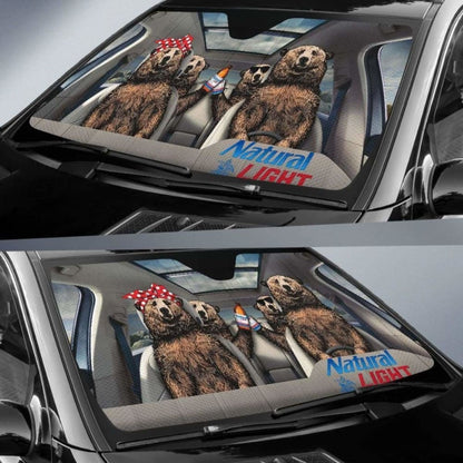 Family Bear Drink Bear Natural Light Car Sun Shade Funny 102507 - YourCarButBetter