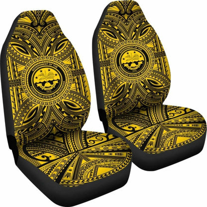 Federated States Of Micronesia Car Seat Cover - Federated States Of Micronesia Coat Of Arms Polynesian Gold Black 105905 - YourCarButBetter