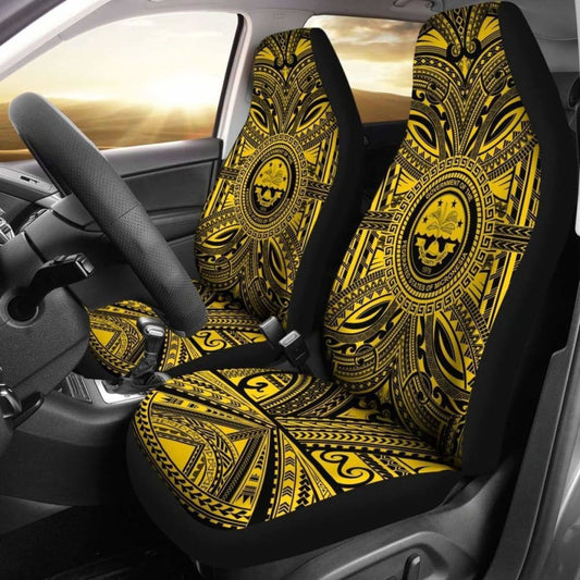 Federated States Of Micronesia Car Seat Cover - Federated States Of Micronesia Coat Of Arms Polynesian Gold Black 105905 - YourCarButBetter