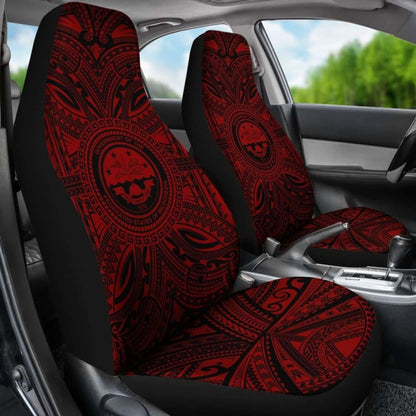 Federated States Of Micronesia Car Seat Cover - Federated States Of Micronesia Coat Of Arms Polynesian Red Black 105905 - YourCarButBetter