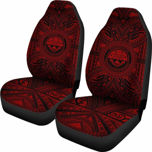Federated States Of Micronesia Car Seat Cover - Federated States Of Micronesia Coat Of Arms Polynesian Red Black 105905 - YourCarButBetter