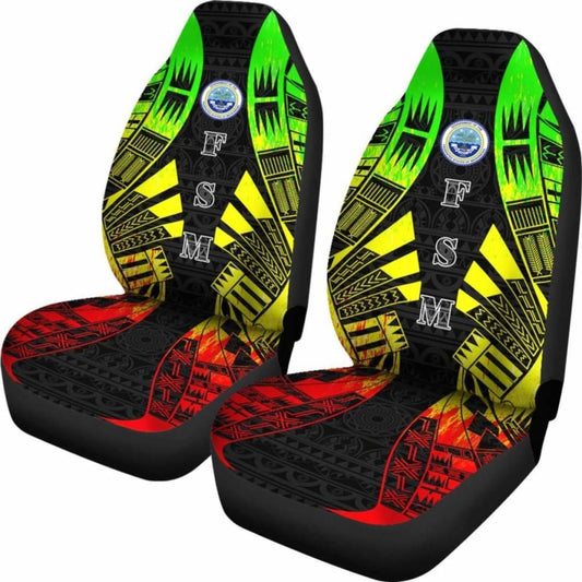Federated States Of Micronesia Car Seat Covers - F S M Seal Polynesian Tattoo Reggae - 9 174914 - YourCarButBetter