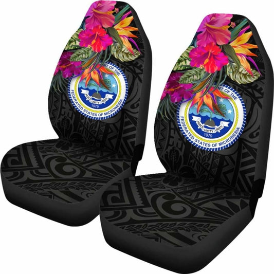 Federated States Of Micronesia Car Seat Covers - Polynesian Hibiscus Pattern - 232125 - YourCarButBetter