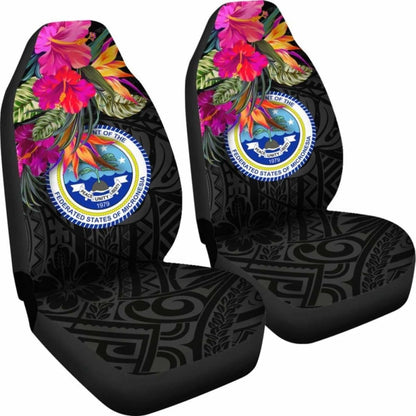 Federated States Of Micronesia Car Seat Covers - Polynesian Hibiscus Pattern - 232125 - YourCarButBetter