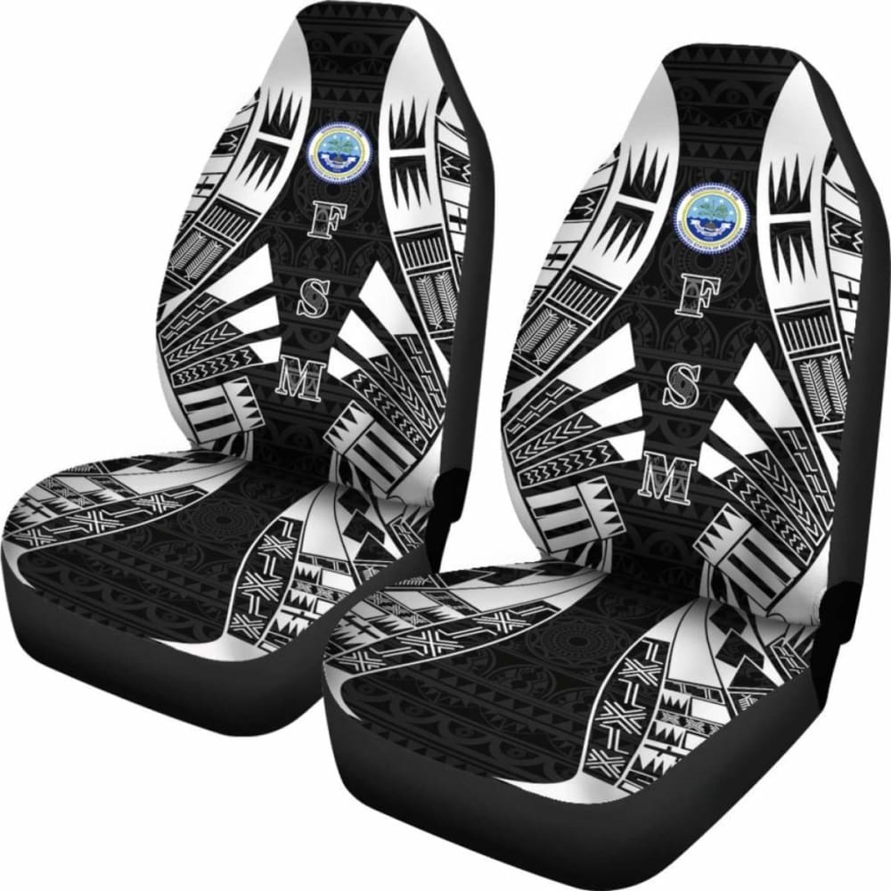 Federated States Of Micronesia Car Seat Covers - Polynesian Tattoo Black - 9 174914 - YourCarButBetter