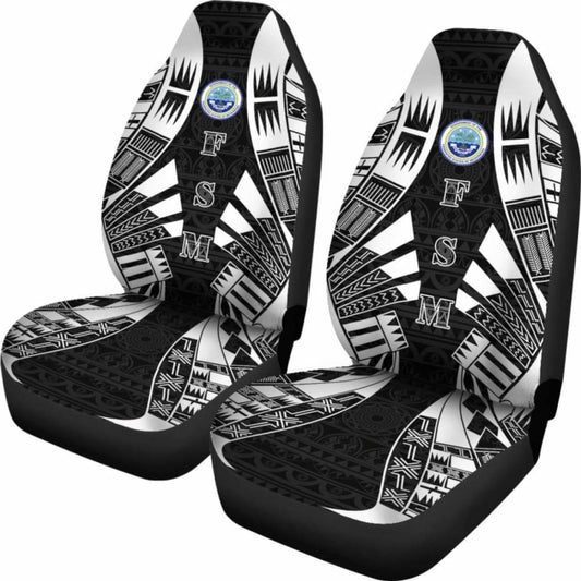 Federated States Of Micronesia Car Seat Covers - Polynesian Tattoo Black - 9 174914 - YourCarButBetter