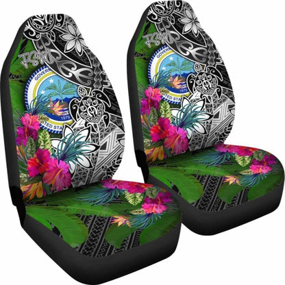 Federated States Of Micronesia Car Seat Covers - Turtle Plumeria Banana Leaf - Amazing 091114 - YourCarButBetter