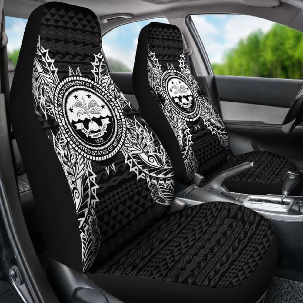 Federated States Of Micronesia Polynesia Car Seat Cover - F S M Seal Map Black - 105905 - YourCarButBetter