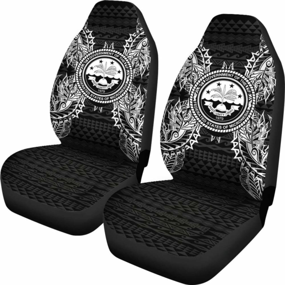 Federated States Of Micronesia Polynesia Car Seat Cover - F S M Seal Map Black - 105905 - YourCarButBetter