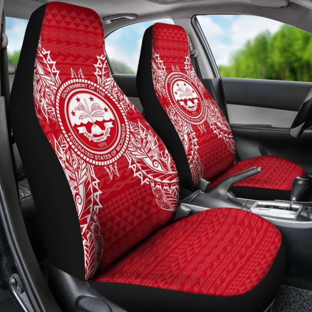 Federated States Of Micronesia Polynesia Car Seat Cover - F S M Seal Map Red White - 105905 - YourCarButBetter