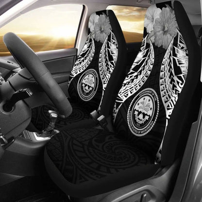 Federated States Of Micronesia Polynesian Car Seat Covers Pride Seal And Hibiscus Black - 232125 - YourCarButBetter