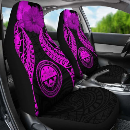 Federated States Of Micronesia Polynesian Car Seat Covers Pride Seal And Hibiscus Pink - 232125 - YourCarButBetter
