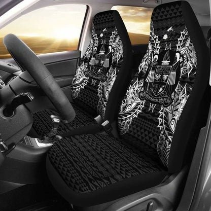 Fiji Car Seat Cover - Fiji Coat Of Arms Map Black - 105905 - YourCarButBetter