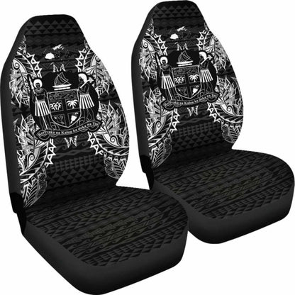 Fiji Car Seat Cover - Fiji Coat Of Arms Map Black - 105905 - YourCarButBetter