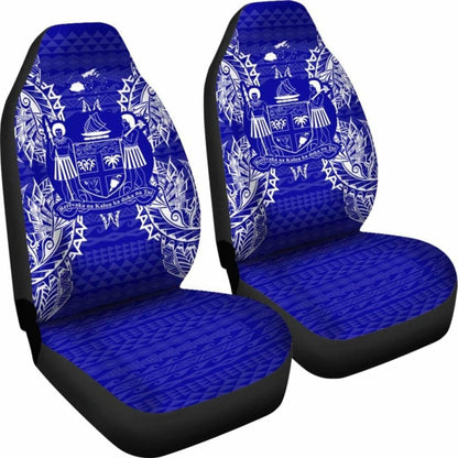 Fiji Car Seat Cover - Fiji Coat Of Arms Map Blue - 105905 - YourCarButBetter
