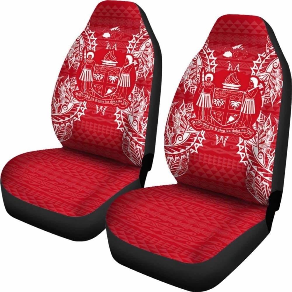 Fiji Car Seat Cover - Fiji Coat Of Arms Map Red White - 105905 - YourCarButBetter