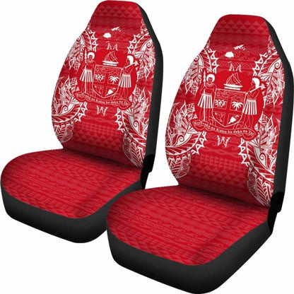 Fiji Car Seat Cover - Fiji Coat Of Arms Map Red White - 105905 - YourCarButBetter