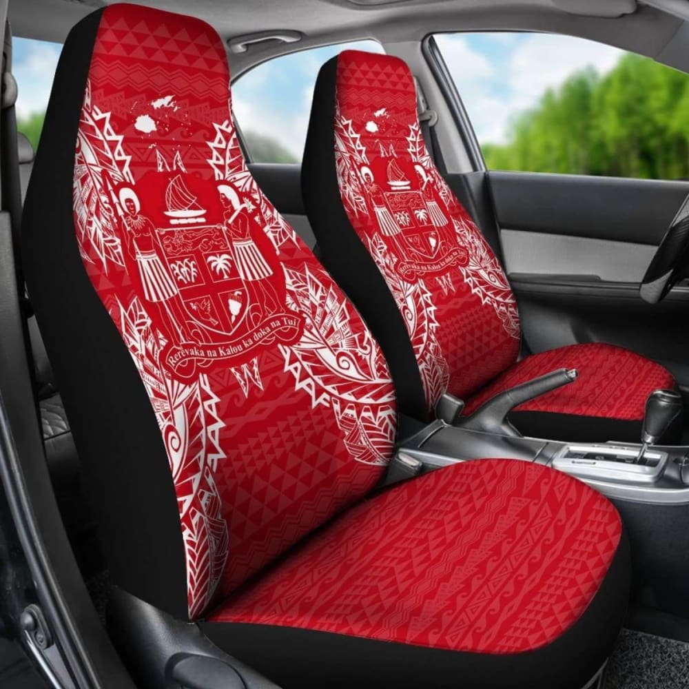 Fiji Car Seat Cover - Fiji Coat Of Arms Map Red White - 105905 - YourCarButBetter