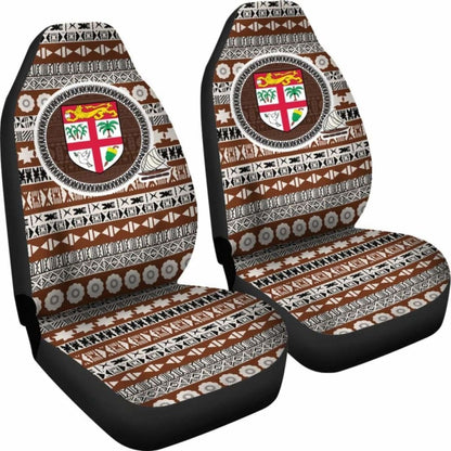 Fiji Car Seat Cover Coat Of Arms On Tapa Pattern Amazing 105905 - YourCarButBetter