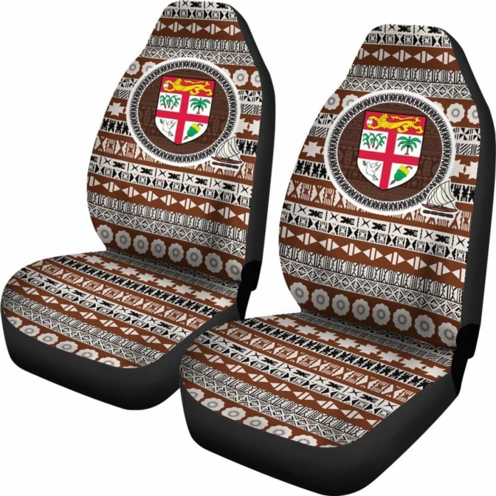 Fiji Car Seat Cover Coat Of Arms On Tapa Pattern Amazing 105905 - YourCarButBetter